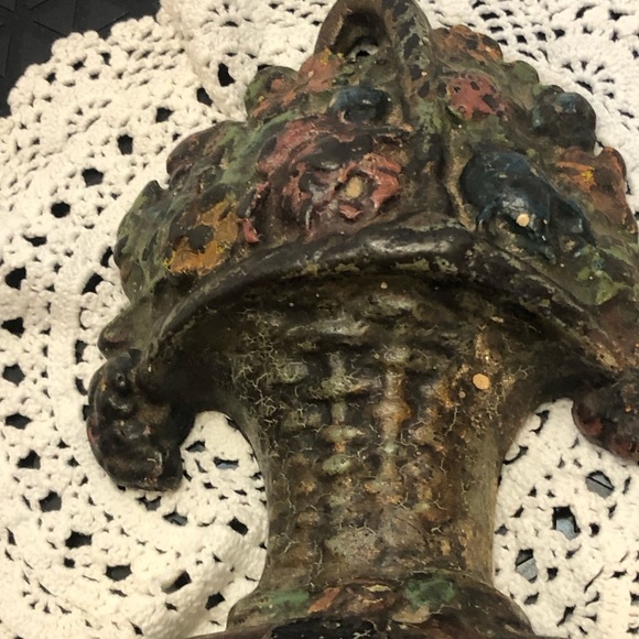 Antique Cast Iron Doorstop Fruit and Flowers Basket SOLD OUT DO NOT PURCHASE - Picture 8 of 13